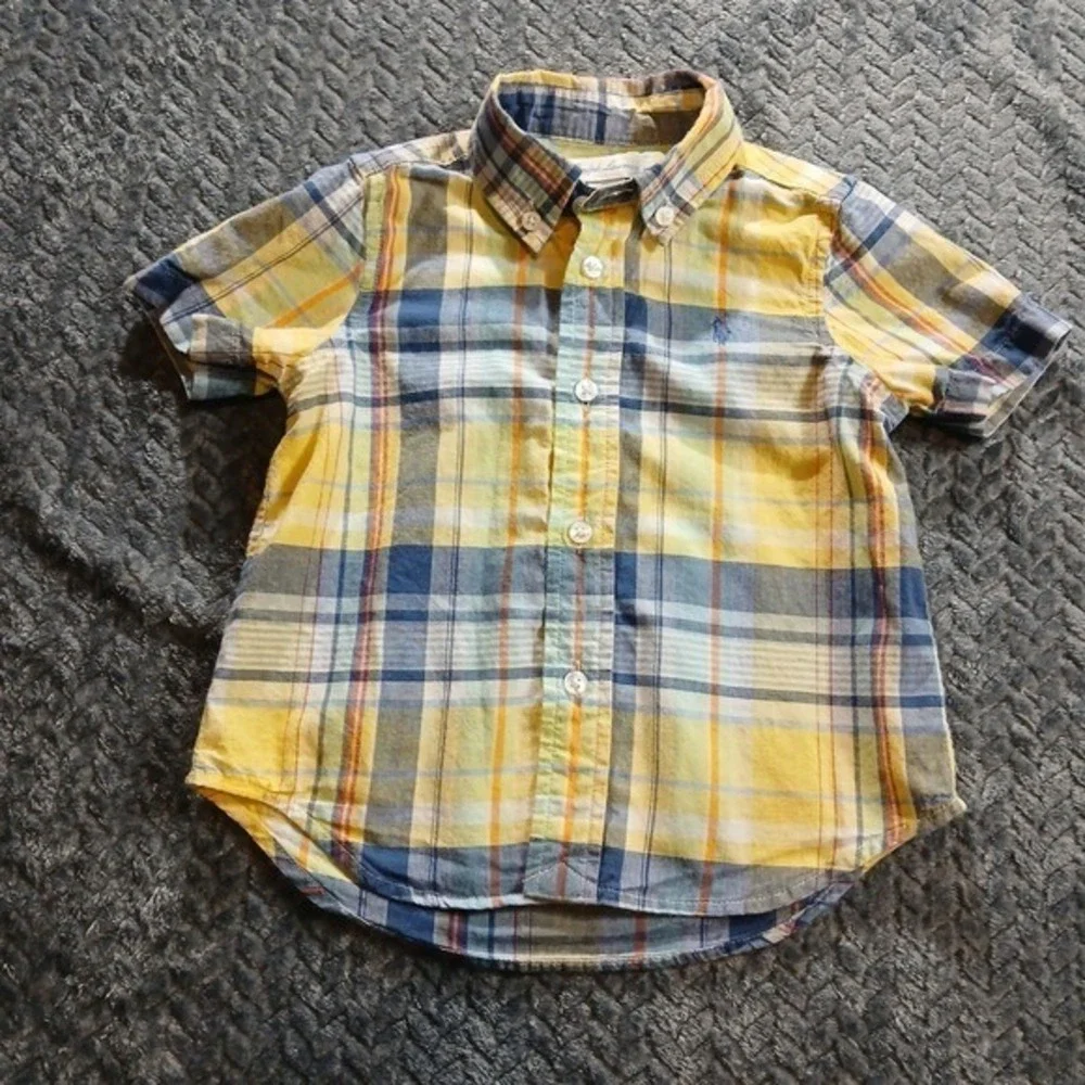 Ralph Lauren Baby Boys Plaid Button Down Shirts Lot‎ 18M Yellow Blue Red